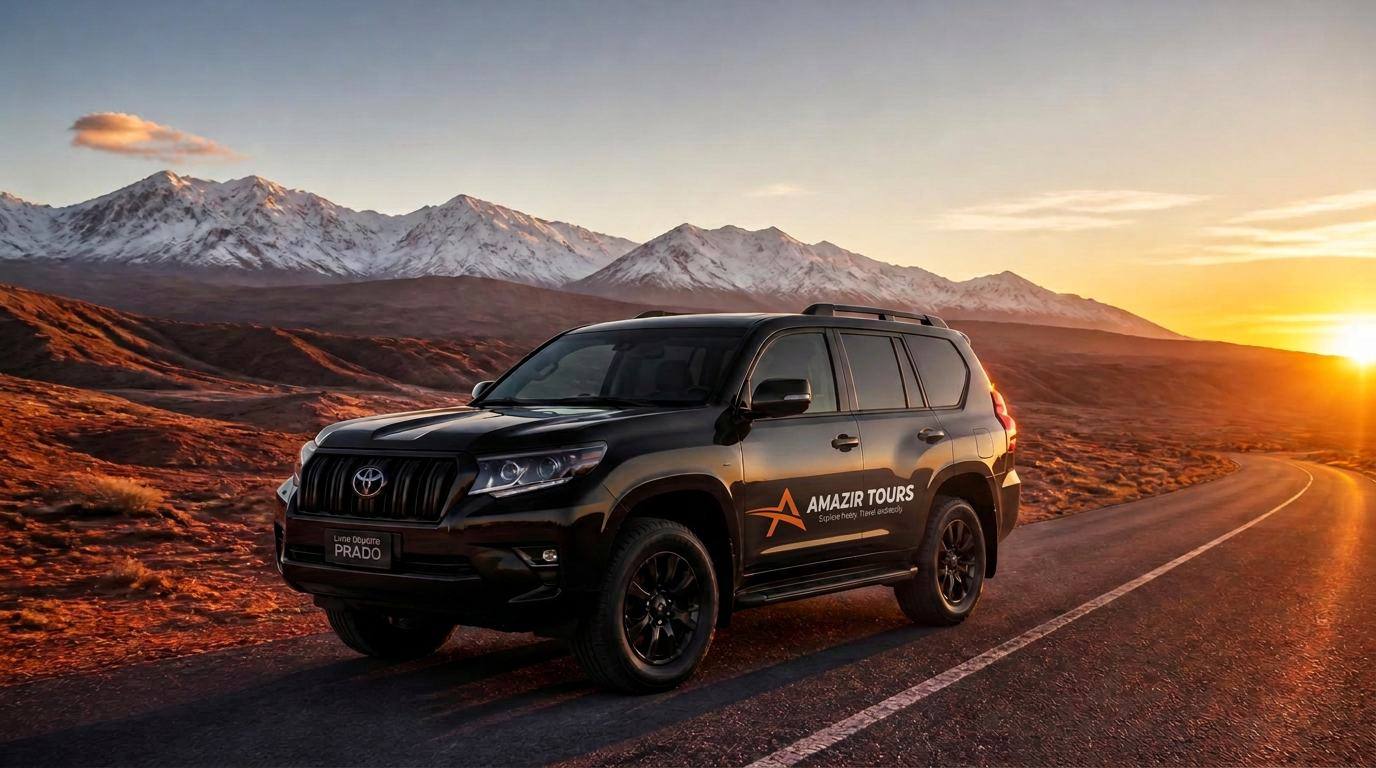 Black AMAZIR 4x4 and van fleet used for tourist excursions in Morocco